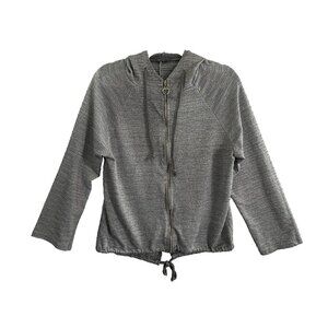 MADE IN ITALY Women Hoodie Metallic Happy World Full Sz M Gray Streetwear 1-42